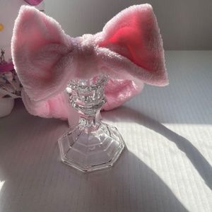 Microfiber Spa Makeup Headband Fleece Bow- Baby Pink